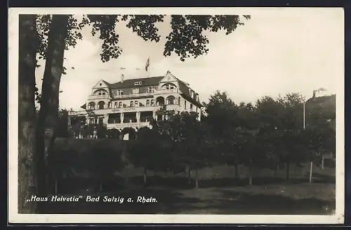 AK Bad Salzig / Rhein, Blick zum Hotel Helvetia
