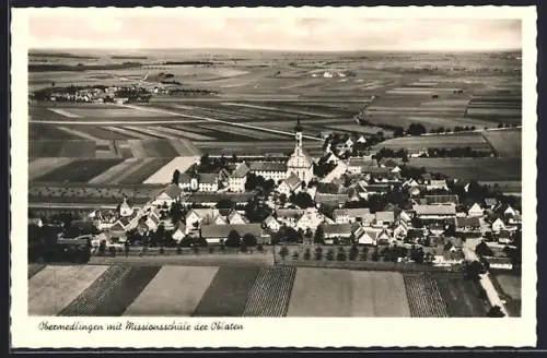 AK Obermedlingen, Ortsansicht mit Missionsschule der Oblaten