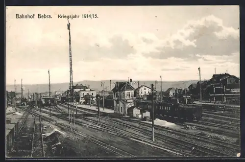 AK Bebra, Bahnhof mit Eisenbahn