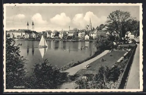 AK Bad Waldsee, Waldsee aus der Vogelschau
