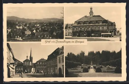 AK Emmendingen, Gesamtansicht, Parkanlagen, Marktplatz