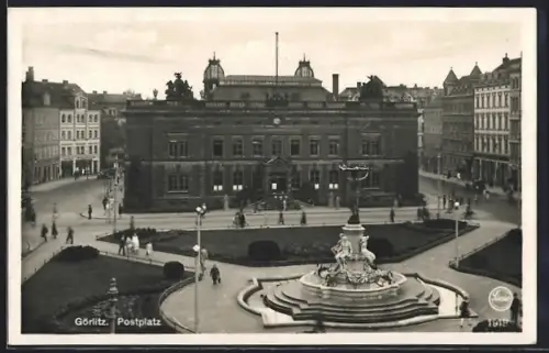 AK Görlitz, Partie am Postplatz mit Denkmal