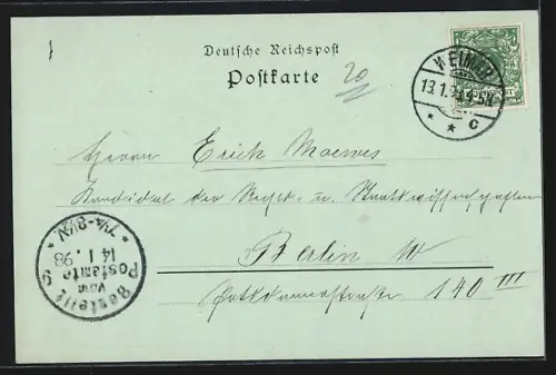 Mondschein-AK Weimar / Thüringen, Partie am Rathaus