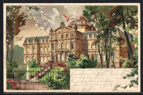 Künstler-AK Heinrich Kley: Karlsruhe, Blick zum Erbgrossherzogl. Schloss