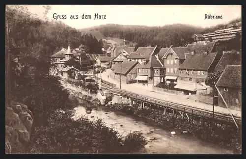 AK Rübeland /Harz, Strassenpartie am Ufer