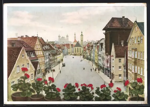 AK Augsburg, Jakoberstrasse, Blick von Westen