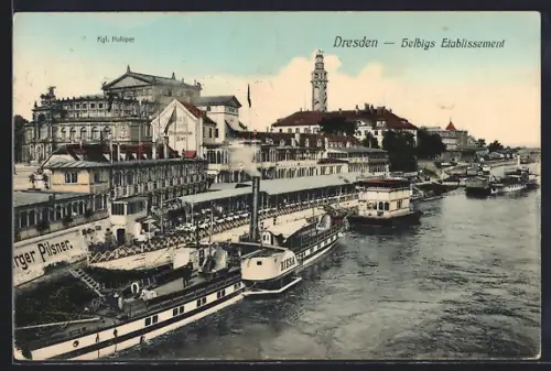 AK Dresden, Gasthaus Helbig und Königliche Hofoper