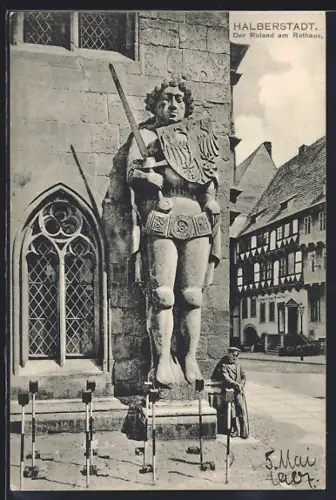 AK Halberstadt, Der Roland am Rathaus