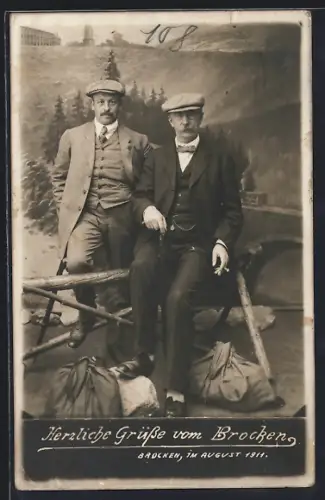 AK Thale i. Harz, Zwei Ausflügler am Brocken 1911