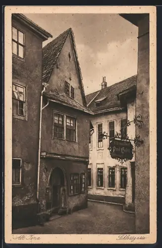 AK Jena, Strasseneck in der Schlossgasse der Altstadt
