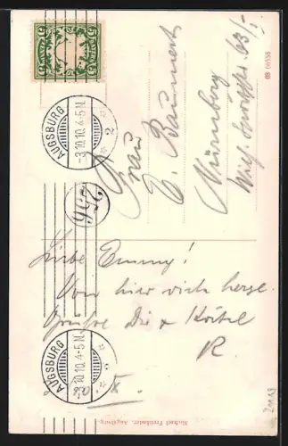 AK Augsburg, Wertachbruckertor mit Strassenpartie