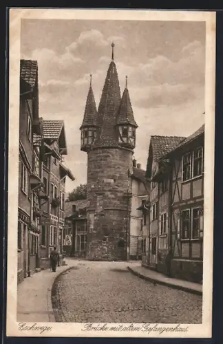 AK Eschwege, Brücke mit altem Gefangenhaus