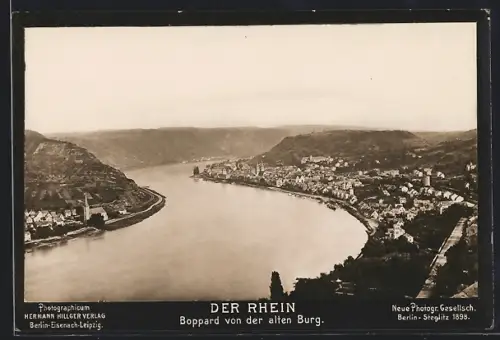 Foto-AK NPG Nr. 593: Boppard /Rhein, Totalansicht von der alten Burg