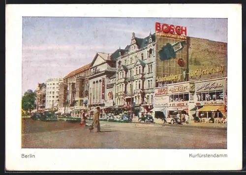 AK Berlin-Charlottenburg, Kurfürstendamm mit Geschäften