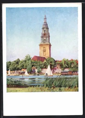 Künstler-AK Potsdam, Blick zur Heilig-Geistkirche