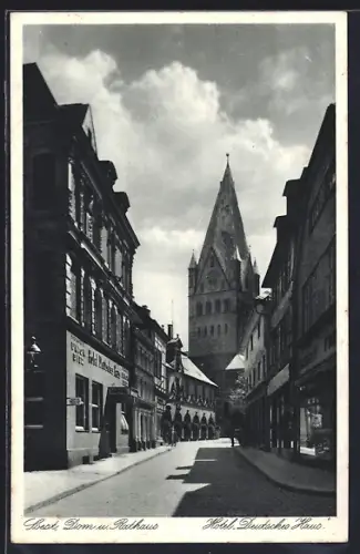 AK Soest, Dom und Rathaus, Hotel Deutsches Haus