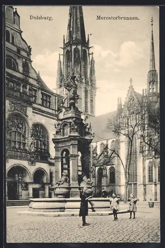 AK Duisburg, Gesamtansicht, Mercatorbrunnen