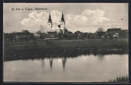 AK St. Veit a. Vogau, Teilansicht mit Kirche