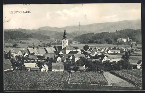 AK Leutschach, Ortsansicht mit Kirche