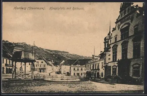 AK Hartberg /Steiermark, Hauptplatz mit Rathaus