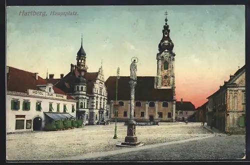 AK Hartberg, Ansicht Hauptplatz mit Kirche
