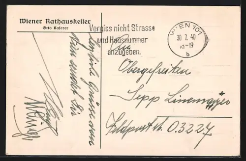AK Wien, Restaurant Wiener Rathauskeller, Etablissement Grinzinger Keller, Musiksaal