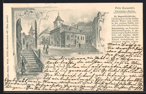 AK Wien, St. Ruprechtskirche und Katzensteig