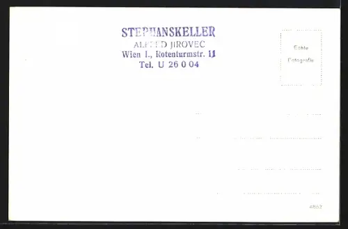 AK Wien, Gaststätte Stephanskeller, Inh. Alfred Jirovec, Rotenturmstrasse 11