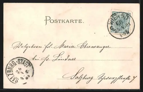 Lithographie Wien, Graben, Strassenpartie im Ort