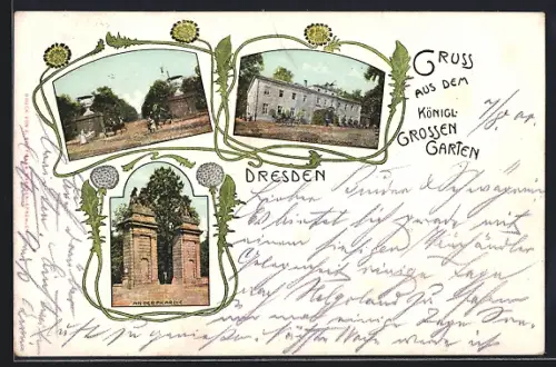 AK Dresden, Königlicher Grosser Garten mit Picardie und grosser Gastwirtschaft