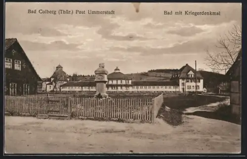 AK Bad Colberg /Thür., Bad mit Kriegerdenkmal