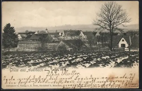 AK Auerbach / Horgau, Ortsansicht im Winter