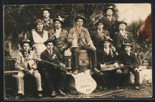 Foto-AK Wildsteig, Erinnerung an die Rekrutierung 1918, Gruppenbild
