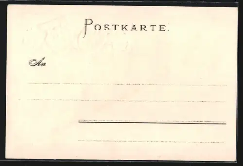 Lithographie Nürnberg, Partie an der Pegnitz, Wappen