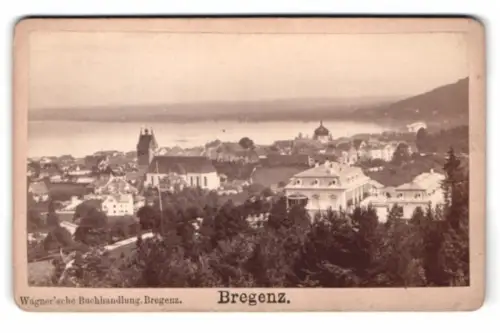 Fotografie Wagnersches Buchhandlung, Bregenz, Ansicht Bregenz, malerischer Blick über die Stadt am Bodensee