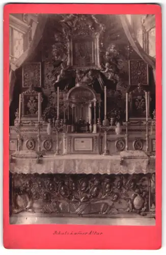 Fotografie J. Rögl, Mariazell, Am Hauptplatze, Ansicht Mariazell, Prunkvoller Schatzkämmer Altar
