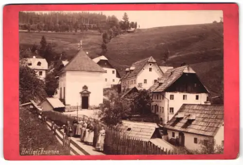 Fotografie J. Rögel, Mariazell, Ansicht Mariazell, Heiliger Brunnen und Gasthäuser