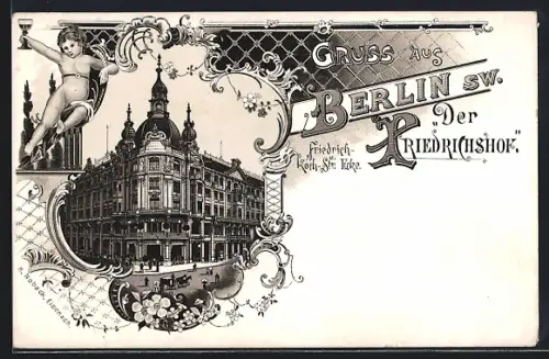 Lithographie Berlin, Gasthof Friedrichshof, Friedrich-Koch-Strasse