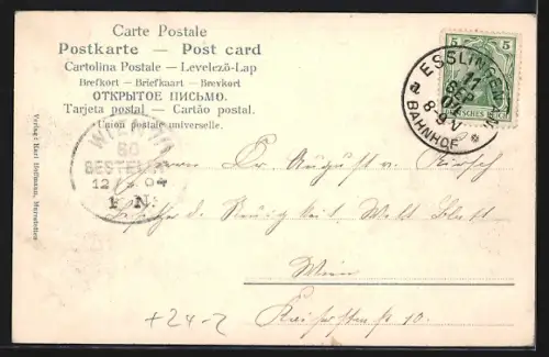 AK Ilsfeld, Blick über die Brandstätte, Leute in den Ruinen