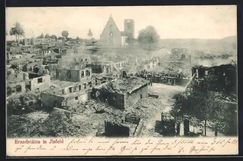 AK Ilsfeld, Brandstätte aus der Vogelschau
