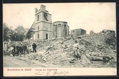 AK Ilsfeld, Brandstätte, Kirche mit Umgebung