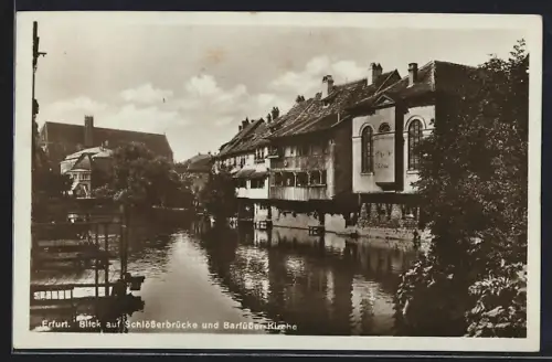 AK Erfurt, Alte Synagoge, Schlösserbrücke und Barfüsser-Kirche