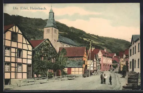 AK Heimbach / Eifel, Strassenpartie mit Kindern