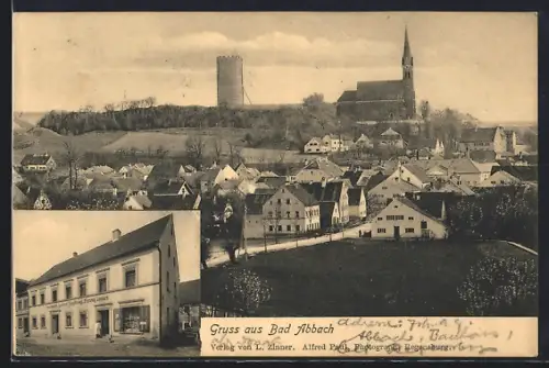 AK Bad Abbach, Conditorei u. Spezerei-Handlung Lorenz Zinner, Ortsansicht