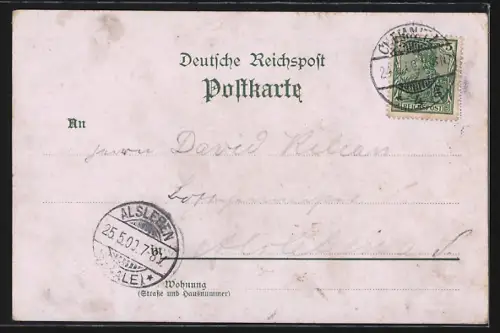 Lithographie Chemnitz, Waldschänke Innen- und Aussenansicht