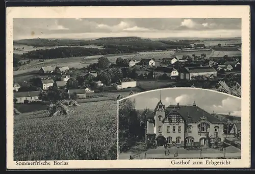 AK Borlas b. Rabenau, Gasthof zum Erbgericht, Bes. Emil Wilhelm, Ortsansicht aus der Vogelschau