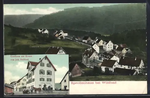 AK Sprollenhaus bei Wildbad, Gasthaus zur Krone von Joh. Seifried