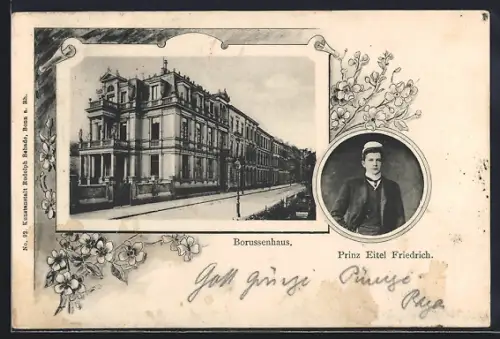 AK Bonn, Borussenhaus, Portrait von Prinz Eitel Friedrich