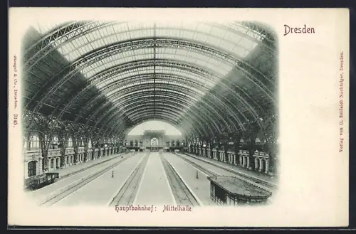 AK Dresden, Hauptbahnhof, Zughalle