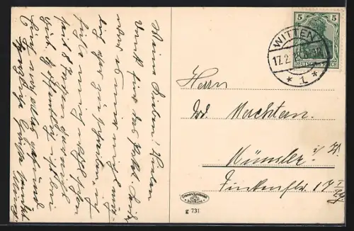 AK Witten, Poststrasse mit Paketpost